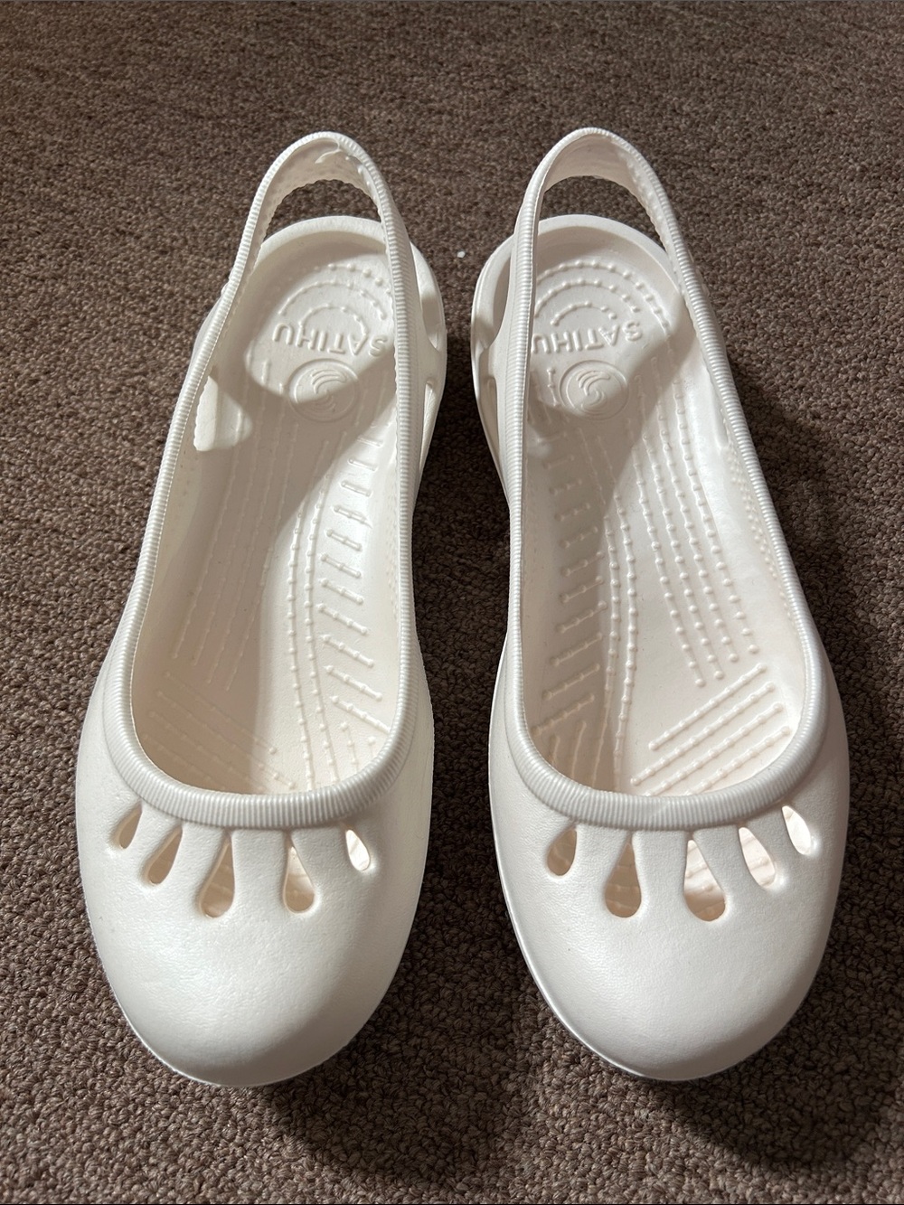 White Slip-On Slingback Flats with Cutout Detail NWOT